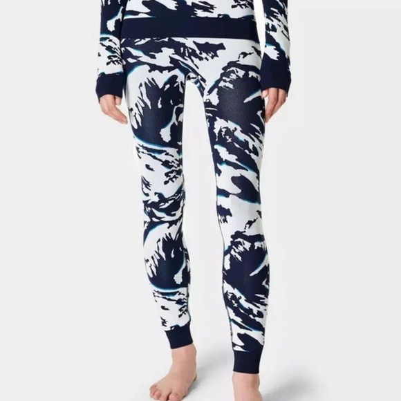 NWT Sweaty Betty Ski Base Layer Leggings SB8631A - Blue Peaks Jacquard - XS - Picture 1 of 4